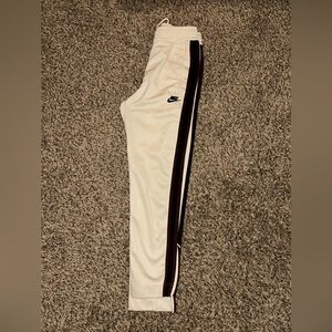 Nike White Joggers with Black and maroon Stripe
